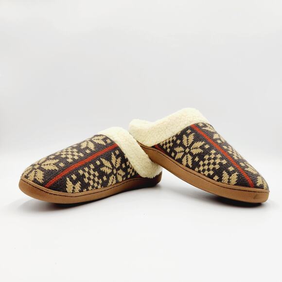 Deer Stags Men's Brown Knit Pattern Faux Fur Lined Lodge Slippers Size XL / 13 - Picture 5 of 8